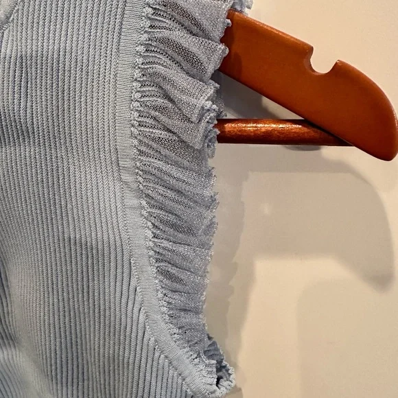 Commense Light Blue Ribbed Ruffle-Trim Tank - Picture 5 of 13